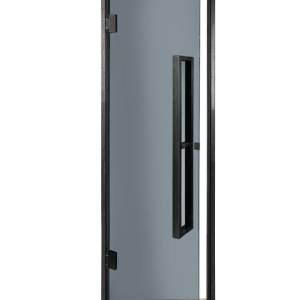 Harvia Sauna Door DS80 black, 3 sided frame (grey glass 8mm TSG, hinges left or right)