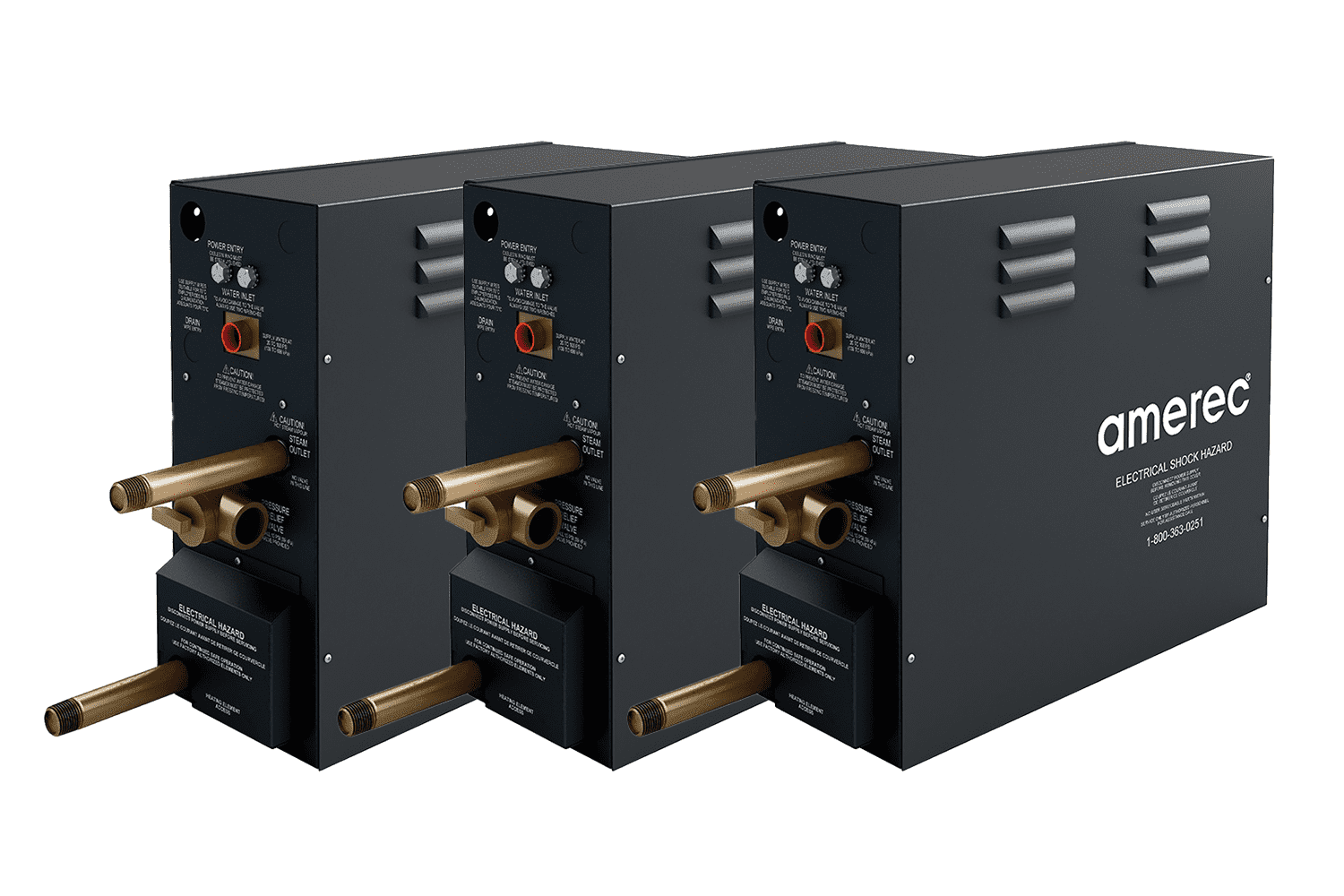 3-generator AK-series illustration. Automatic drain valves shown are optional accessories.